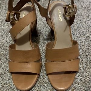Aldo Cognac sandal heels.